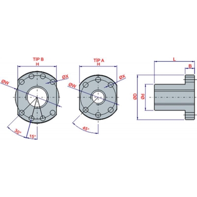 TRAPEZ FLANŞLI SOMUN Ø30-06